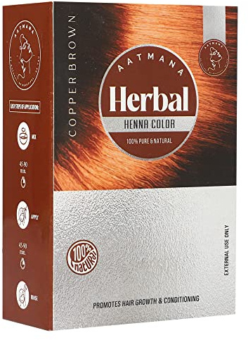 AATMANA Color De Cabello De Henna Marrón Cobre A Base De Hierbas Con La Bondad De 9 Hierbas | Make Hair Soft & Shiner Color De Cabello Natural Para Hombres Y Mujeres 100g