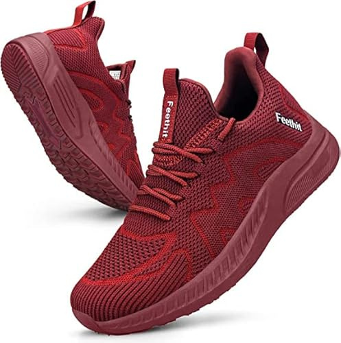 Feethit Zapatillas Deportivas de Mujer Transpirables Zapatos de Ligero Running Fitness Zapatillas de para Correr Borgoña 38