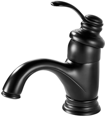 AIMOYO Grifo de baño negro mezclador de lavabo, grifo vintage mezclador de lavabo con caño bajo, mezclador monomando de baño, latón G3/8, cobre frotado con aceite