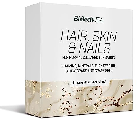 BioTechUSA Hair, Skin & Nails | 10 vitamine | 3 minerali | Preparati a base di erbe | L-metionina, 54 capsule