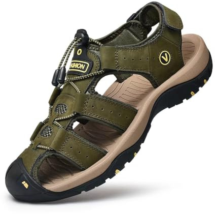 ZYLDK Sandali Sportivi Scarpe Estivi da Spiaggia per Uomo all'aperto Trekking Traspirante da Pescatore in Pelle Sandalo Acqua verde 40