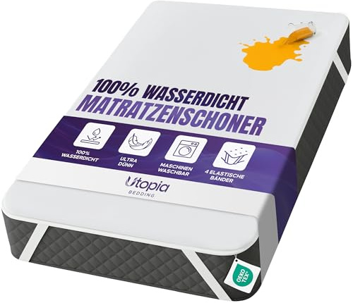 Utopia Bedding Protector de Colchón Impermeable 150x200cm, Cubierta de Colchón Transpirable Certificada Oeko-Tex con Correas Elásticas en Las Esquinas, Ajuste, Protección contra Incontinencia
