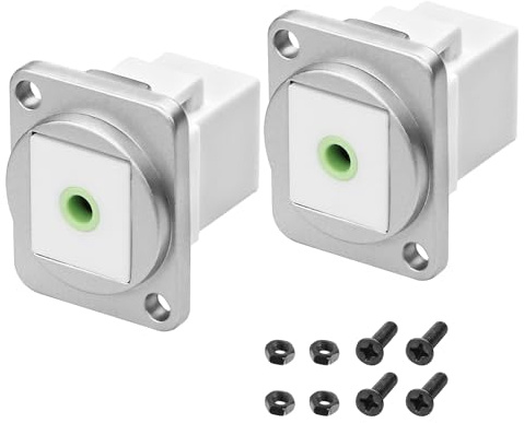 MEIRIYFA 3,5 mm 1/8 stereo D-typ panel fäste kontakt uttag till uttag rak med panel 1/8 TRS-koppling för hörlursförstärkare högtalarkabel, 2-pack