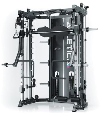 ATLETICA Prime | Multipresse Allround Power Rack & Smith Machine | Powerlifting Monolifts | Jammer Arme | Beinpresse | Legblocker | Dip | Latzug bis 180kg