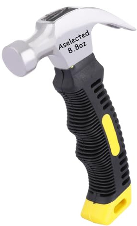 ASelected Stubby Claw Hammer - 8 oz Mini Camping Hammer for Women, DIY, Home, Tent Stakes