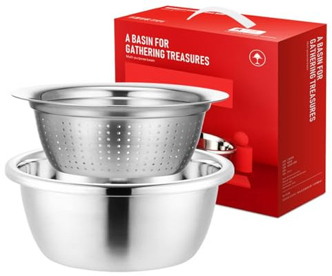Bol à légumes et râpe - Bassins à grille en acier inoxydable | Panier de lavage de légumes 3 en 1 avec grille, système de filtrage et de lavage, passoire multifonctionnelle pour la maison et la cuisin