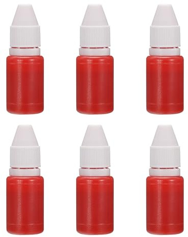 PATIKIL Recambio de tinta para sellos y almohadillas, 6 piezas de 10ml, tinta para sellos automáticos, sellos de fecha, scrapbooking, color rojo