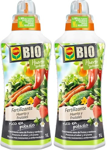 COMPO Fertilizante para todo tipo de frutas y verduras, Fertilizante líquido natural, 1 litro (Paquete de 2)