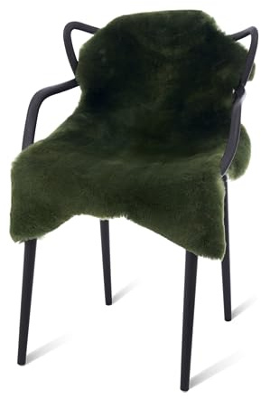 Australian Lammfell Echt Grün 100 x 60 cm, Schaffell Echt Grün, Naturfell | geruchlos, Fell für Stuhl, Lammfell Teppich für das Sofa, Fell, Schaffelle