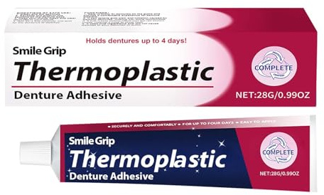 Clawrex Crema adhesiva termoplástica para prótesis dentales, adhesivo para dentaduras postizas, resistente al agua, duradero, cómodo, reutilizable