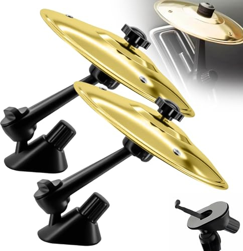 2Pcs Car Crash Cymbal, Mini Car Drum, Funny Musical Crash Sound Maker, Easy Installation And Rugged Compact Musical Instruments Vehicle Accessories for All Vehicles (Golden)