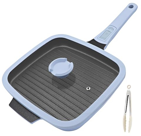 RANX INGST Nonstick Grill Pan for Stove Tops with Lid 10 inch - Blue