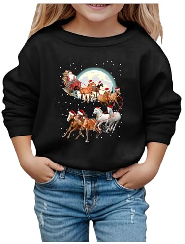 Générique Maglione natalizio per bambini con cappuccio stampato, pupazzo di neve, bicchiere da vino autunno inverno Natale per bambini (nero, 3-4 anni)