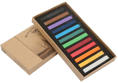 Temporary Hair Coloring Chalk,Fluorescent Crayons Disposable Hair Dying Rod 12/24/48 Assorted Colors Pastel Set Pastels Crayons for All Ages, Hair Colors and Textures Great Gift (12 Colors)