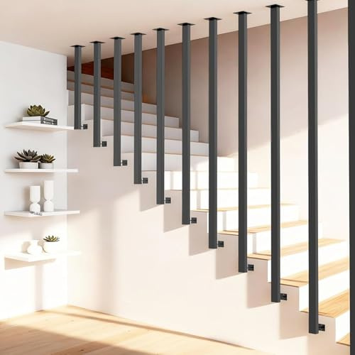 TerraVibe Geländer Treppe, Treppengeländer Innen, Handlauf Schwarz, Geländer Treppe, Kann Gespleißt Werden Treppengeländer, Stiegengeländer für Flure Wohnungen Villen(60CM)