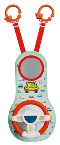 Bemonew Toddler Steering Wheel Toy for Car Seat 360° Rotation Car Steering Wheel Toy with Mirror, Music, Lights ＆ Driving Sounds, Stroller Toys for Baby 12 Months+