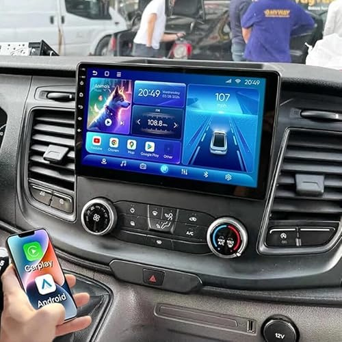 PLKEQS Radio estéreo para automóvil para F-ORD Transit Custom 2017 2018 2019 2020 2021 2022, Android 15 de 2 64GB, Pantalla de 10, Carplay/Android Auto inalámbrico GPS Bluetooth WiFi SWC,K2 Pro Plus