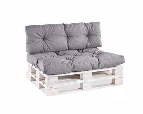 Gutekissen Palettenkissen, Gartensofakissen, Gesteppte Kissen gefüllt mit granuliertem Poulirette-Schaum, viele Farben und Größen PPI (Sitzkissen 120x50, gesteppt Grau)