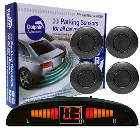 Dolphin Automotive DPS450 Reverse Parking Sensors In 32 Colours 4 Ultrasonic Radar Sensors Kit Audio & Display Alert System - Iron Grey
