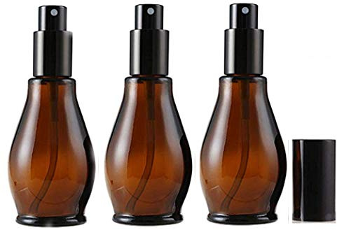 ericotry 3PCS 30ml/1oz Refillable Amber Glass Sprayer Bottles Cosmetic Containers with Black Atomiser Sprays and Anti-Dust Cap For Essential Oil/Aromatherapy Perfume Bottles Sold Empty