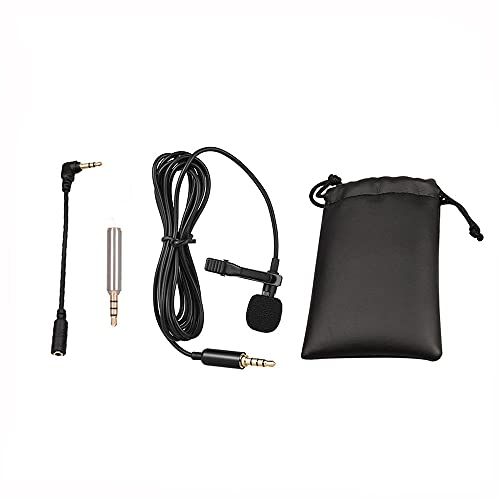 ANCLLO Lavalier Lapel Microphone 3.5mm Professional Omnidirectional Condenser Mic with Headphone Jack Adapters for Smartphone Camera Live-steam Podcast Interview