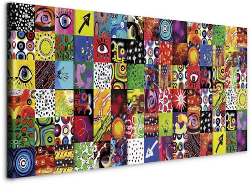 murando - Tableau Acoustique Abstrait 225x90 cm 5 Parties - Décoration Isolation Phonique Bureau Chambre Panneau Insonorisant Impression sur Toile - Exotique Coloré Miniatures a-A-0316-b-m