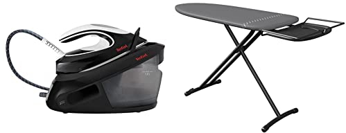 TEFAL SV8055 EXPRESS ANTI-CALC Leistungsstarke | 6,5-Bar Dampfbügelstation & Laurastar Bügelbrett Plusboard, 42cm x 125cm, 100% Baumwolle, 9Kg, Bequeme Lagerung,Gris