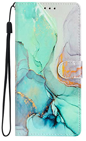 Thoankj Samsung A53 5G Case Flip Shockproof PU Leather Wallet Cover with Stand Magnetic Card Holder TPU Bumper Folio Slim Fit Protective Phone Case for Samsung Galaxy A53 5G Green Marble