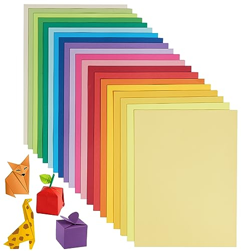 Origami-Papier, 180 Blatt, 20 leuchtende Farben, A4, 80 g/m², doppelseitiges buntes Faltpapier für DIY-Schul-Kunsthandwerksprojekte, Kinder und Erwachsene