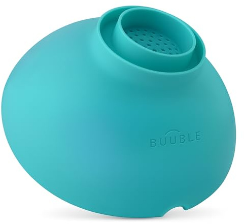 BUUBLE Ultimate Grease Drainer & Food Strainer (Aqua) Premium Heat-Resistant Silicone Colander for Bacon, Ground Beef, Pasta & Veggies; Fits Pans, Cans & Jars; Dishwasher Safe