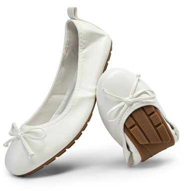 DREAM PAIRS Ballerines Femme, Chaussures Femme Légères et Confortables, Pliables Chaussures a Enfiler Femme,Size 38,Blanc,SDFA2409W