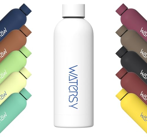 WATERSY Trinkflasche Kinder Edelstahl Thermosflasche 500 ml Wasserflasche Thermo BPA-freie Thermoskanne Auslaufsichere 24 Stunden kalt ideal für Schule,Büro,Sporthalle, Weiß