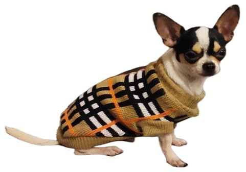 Small Dog & Cat Jumper, Knitted Sweater Pullover for Toy Breeds – Chihuahua, Teacup Poodle, Yorkie, Kitten, Soft Turtleneck, Autumn & Winter Pet Apparel, S
