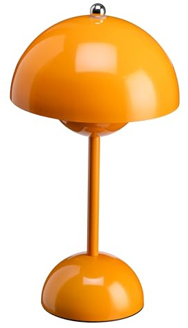 Luxus - Tischlampe Touch Deluxe - Josephine - Orange - H30 x Ø16 - Terrassenlampe - Schreibtischlampe - LED - Wiederaufladbar - Dimmbar - Kabellos - Tischlampe für innen und außen