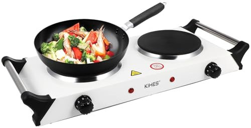 Luxshiny Double Induction Hob Portable 2000W Electric Cooker with UK Plug Portable Electric Hob for Home Camping & Caravan Cooking Independent Control(White)