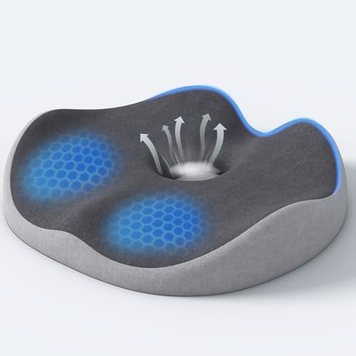 Auoketuo Cuscino Donut in Memory Foam – Cuscino Ortopedico per Sollievo dal Dolore a Coccige, Sciatica, Emorroidi, Gravidanza, Post-Parto e Piaghe da Decubito (Grigio)