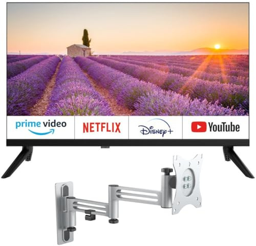 EQUINOXE Téléviseur 24 Smart TV Android Officiel Camping-Car + Support TV