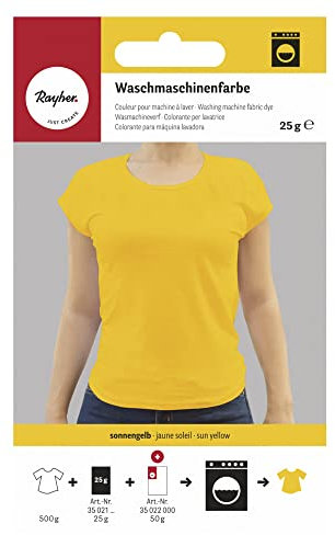 Rayher 35021161 Waschmaschinenfarbe, sonnengelb, Btl. 25 g, Textilfarbe Waschmaschine, Färbemittel Textilien