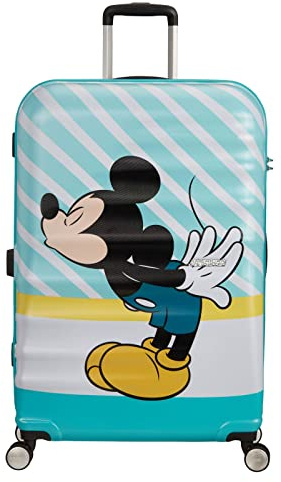 American Tourister Wavebreaker Disney - Spinner, Equipaje infantil, L(77 cm - 96 L), Multicolour (Mickey Blue Kiss)