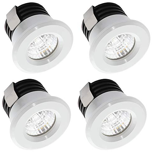 Yangtek 4 x Mini spots LED encastrés 3W Blanc Chaud, Mini Spot LED pour Vitrine Station Intérieur Éclairage Plaque de plâtre Incl.Seperated Transformateur