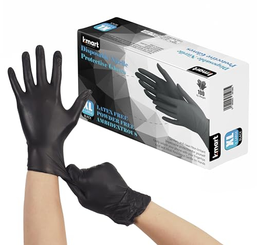 The Real Touch Einweghandschuhe, Schwarze Nitrilhandschuhe - 100 Stück Handschuhe, Puderfrei & Latexfrei Handschuhe Einweg, Einmalhandschuhe für Küche, Reinigung, und Medizin