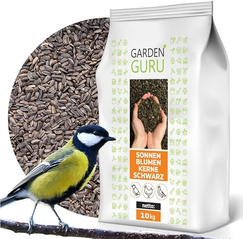 GardenGuru Schwarze Sonnenblumenkerne Wildvogel 10 kg Vogelfutter Winter Winterfutter