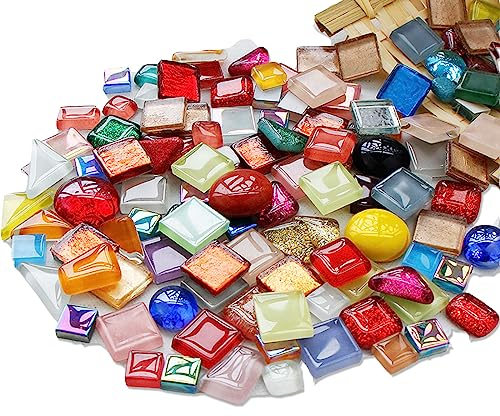 1.1 Pfund Mosaiksteine zum Basteln,Muggelsteine für Kreativ DIY,Mini Buntglas Dekosteine für Draußen,Mischen