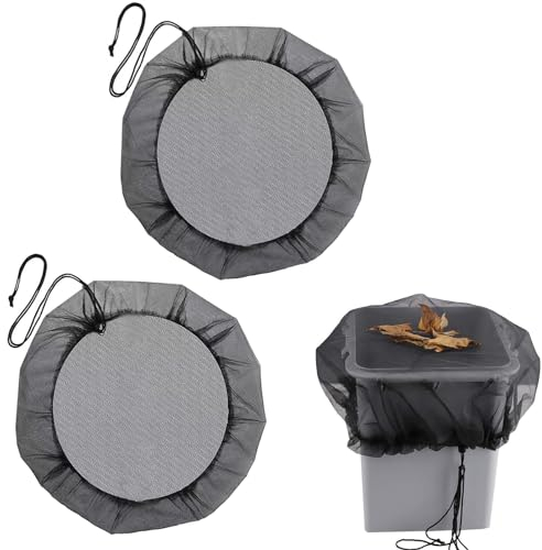 2 Pcs Filet pour Citerne de Pluie, Filet de Protection Réglable, Housse pour tonneau de Pluie avec Cordon de Serrage, Protection Contre Les Feuilles, Les moustiques (Stil3)