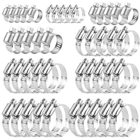 moinkerin Schlauchschellen 45 Stücke 6-51mm Schlauchklemme Schlauchschellen Set für Klempnerarbeiten, Automotive und Mechanische Rohrschellen 6-12/10-16/13-19/16-25/19-29/18-32/21-38/21-44/27-51mm