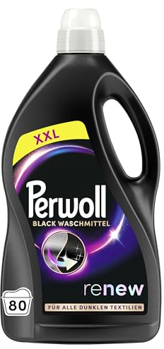 Perwoll Renew Black Waschmittel (80 Waschladungen), Feinwaschmittel reinigt sanft und erneuert dunkle Farben und Fasern, für alle dunklen Textilien, mit Dreifach-Renew-Technologie