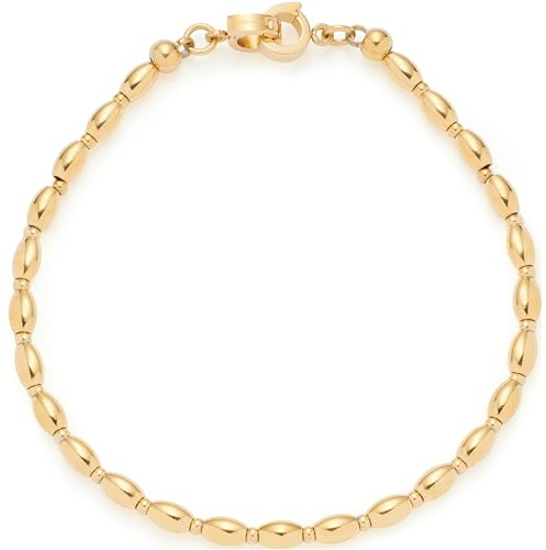 JEWELS BY LEONARDO Armband Clip & Mix Lori • Arm-Kette aus goldfarbenem Edelstahl • ovale Edelstahl-Perlen zum Anhängen von Charms • 18,5 cm Länge • Schmuck Damen • 023743