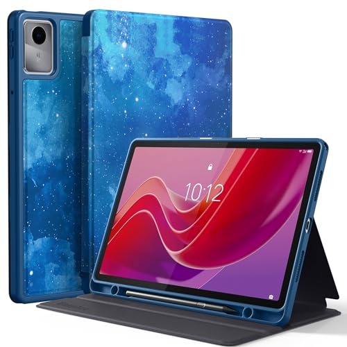 EasyAcc Case for Lenovo Tab M11 TB330 2024 + Pencil Holder, Blue | 11 inch Book Cover Folio Stand Tablet Protective Case, Auto Wake/Sleep Funtion