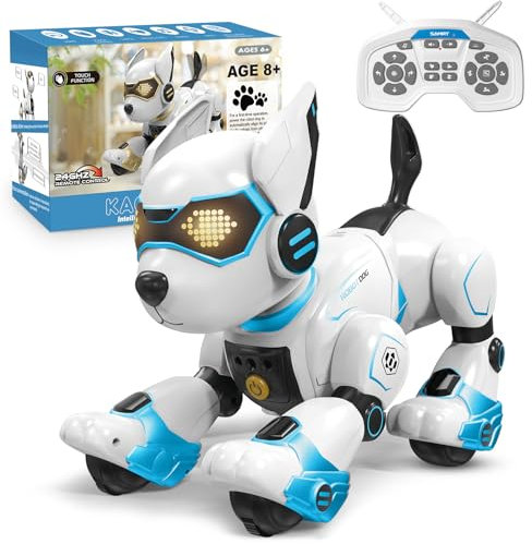 PRANITE Roboter Hund, Programmierbarer Roboterhund Kinder Ferngesteuerter Spielzeug, Wiederaufladbar, Tierimitation, Sprachsteuerung, Gestensteuerung, Musik, Tanz, für Jungen Mädchen