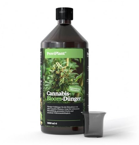 ProviPlant Cannabis Bloom Flüssigdünger – Blütendünger für die Blütephase – 1 Liter Spezialdünger für bis zu 200 Liter Gießwasser – Indoor & Outdoor – Made in Germany